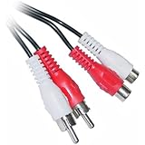 2 RCA Male to Female Audio Extension Cable 12 Feet (Red & White), CNE63133