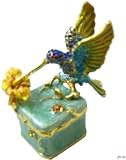 Humming bird on a Box Bejeweled Swarovski Crystal Diamond Jewelry Trinket Box (JF1101)