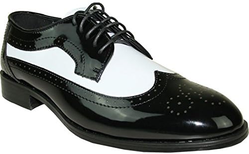 JEAN YVES Dress Shoe JY03 Wing Tip Two-Tone Tuxedo for Wedding, Prom and Formal Event Black&amp;White 12M