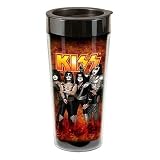Vandor 3-1/2 by 3-1/4 by 7-Inch KISS 16-Ounce Plastic Travel Mug