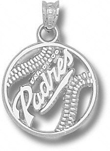 San Diego Padres Sterling Silver ''PADRES'' Pierced Baseball Pendant