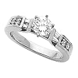 14K White Gold Diamond Engagement Ring Semimount - CENTER STONE NOT INCLUDED - 0.27 Ct.