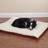 Large - Red - Plaid Pillow Dog Bed with Berber Top
