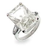Eve's Addiction Sterling Silver Elegant Diamond CZ Engagement Ring