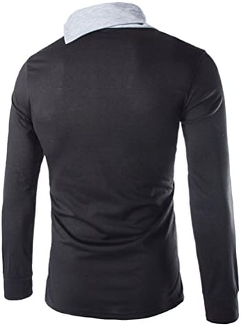 Dyslt Men's Long Sleeve Color Block Cowl Neck Button Shirt