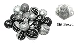 Pack of 27 Shatterproof Black & Silver Christmas Ball Ornaments - Gift Boxed