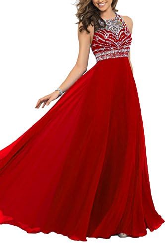 Artie Gorgeous A-line Floor Length Chiffon Prom Dresses Evening Dresses, 16, Red
