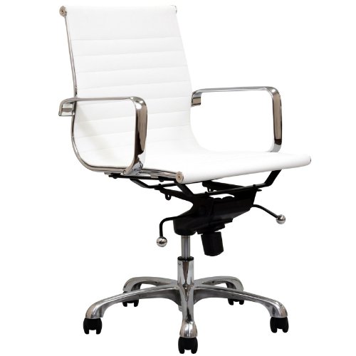 LexMod Malibu Mid Back Office Chair, White Vinyl