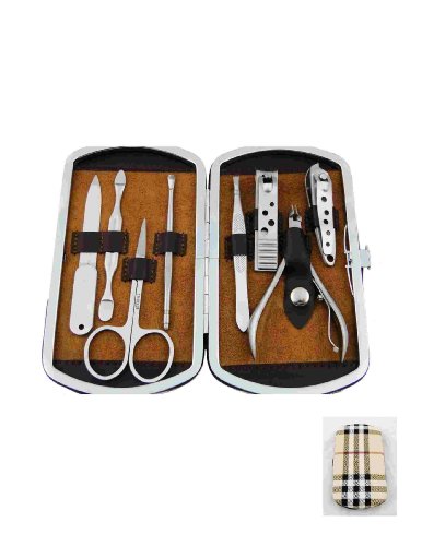 Premium-quality 8-Piece Manicure Set - Model# 10668 (Sand Plaid Case)