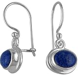 Sterling Silver Lapis Horizontal Oval Earrings by Sajen