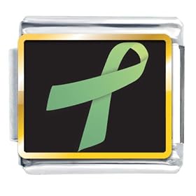 Light Green Ribbon Awareness Italian Charms Bracelet Link