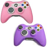 HDE 2 Pack of Neon Candy Color Protective Silicone Skin Covers for Xbox 360 Game Controllers (Pink/Purple)