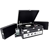 Pyle PLTT82BTBK Vintage Retro Classic Style Bluetooth Turntable Record Player with Vinyl-To-MP3 Recording