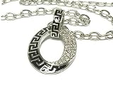 Crystal Deco Designer Round Pendant Necklace Silver Chain