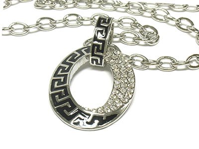 Click here to buy Crystal Deco Designer Round Pendant Necklace Silver Chain.