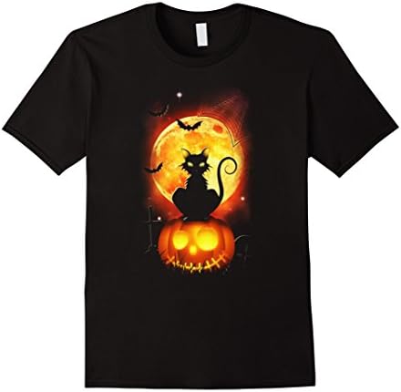 Men's Happy halloween cat t shirt 3XL Black