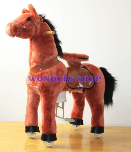 WONDERS SHOP USA - Ponycycle Pony Cycle Ride On Horse No Need Battery No Electric Just Walking Horse RED WINE - Size MEDIUM for Children 4 to 9 Years Old or Up to 90 Pounds