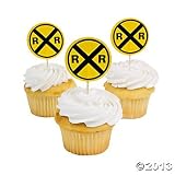 Train Railroad Crossing Sign Cupcake Picks - 25 pcs