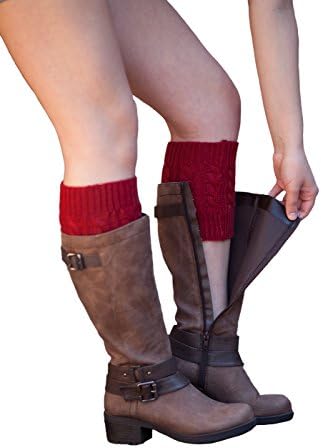 Knit Boot Cuffs Cable Knit Boot Toppers By Boutique Socks (Burgundy)