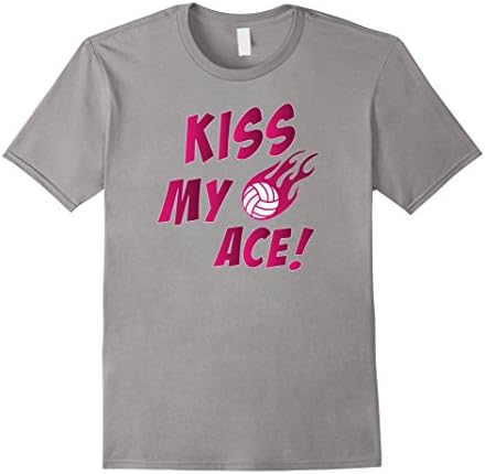 Men's Volleyball Shirt Kiss My Ace for Sports Spikers Hitters USA Medium Slate