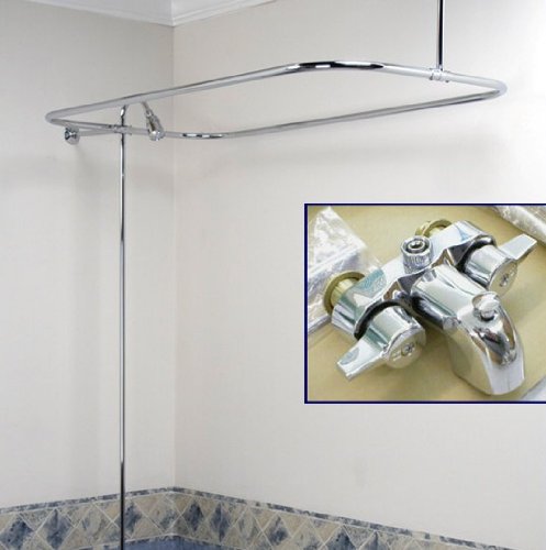 Clawfoot Tub Shower Faucet & Rectangular Premium Combo Set