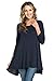Frumos Womens 3/4 Sleeve Comfy Loose Fit Long Tunic Top Navy X-Large