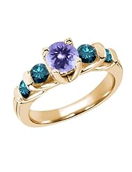 1.78 Ct Round Blue Tanzanite Diamond 14K Yellow Gold Ring