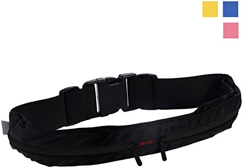 HPYP 2x Running Belt-Extra Large Pocket Fits ALL iPhone&amp;Android Phones-Runner's Race Belt/Fitness Workout Belt/Sport Waist Pack/Waist Pouch/Exercise Waist Bag For Hiking, Walking, Cycling (Black)