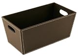 Black Faux Leather Storage Tote with Handles
