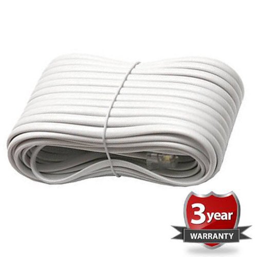 25' FT Foot White Telephone Extension Cord Cable Line Wire RJ-11