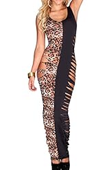 Sexy Leopard Print Corduroy Sleeveless  Dress