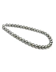 Rare Silver Green Tahitian Cultured Pearl Necklace 10x12+mm. with 18k Matted Ball Clasp