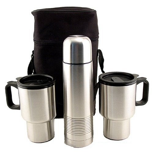 Childrens Toyshop  Kitchen & Housewares : Coffe Thermos 2 Travel Mugs Black Canvas Tote