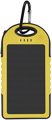Solar Charger Unpluggit Portable Waterproof, Dust-Proof,Shock-Resistant Cell Phone, GoPro, Tablet, Camera, USB Charger 5000mAh Dual USB Port (yellow)