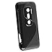eForCity® TPU Rubber Skin Case Compatible with HTC EVO 3D, Frost Black S Shape