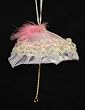 6" Purple Velvet & Pink Fur Victorian Umbrella Christmas Ornament