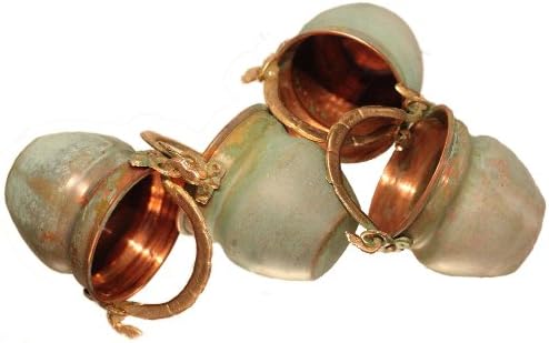 Dago's Copper Designs MP-101-GB 4-Piece Pails Belly Solid Copper Decorative Planter with Pivoting Brass Handle, 2-1/2-Inch by 2-1/2-Inch, Verdigris