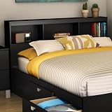 South Shore Spark Collection Full Bookcase Headboard, Pure Black