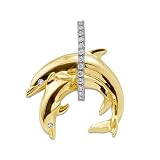 Dolphin Pendant with Diamond in 14K Yellow Gold