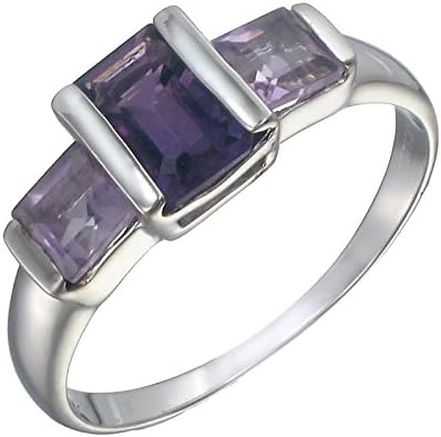 Vir Jewels Sterling Silver Amethyst 3 Stone Ring (2 CT) In Size 6