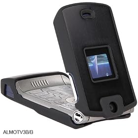Motorola Razr V3 Black Brushed Aluminum Rubberize Crystal Snap-on Case