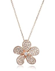 KC Designs "Blossom" 14k Rose Gold and Diamond Flower Large Pendant Necklace Chain, 16"