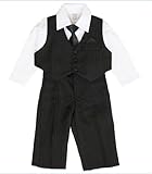 Fouger, Black Pinstripe Vest Suit and Pants with Shirt and Tie ~