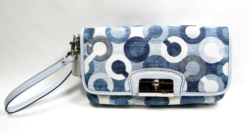 Coach Kristin Op Art Signature C Large Wristlet Demi Bag Handbag Clutch Style 43724