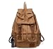 Canvas Backpack School Bag Great for School and Camping in BROWN with Genuine Leather Straps