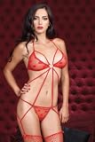 Leg Avenue Strappy sheer monokini w/heart charms, and attached garter straps