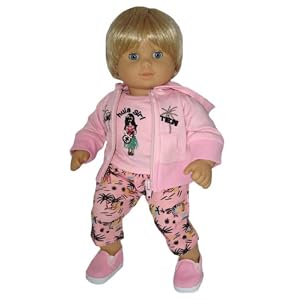Hang Ten Hula Jacket, Top, and Pants. Fits 15 Dolls like Bitty Baby. by Silly Monkey