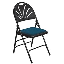 National Public Seating 1000 Series Steel Frame Premium Fabric Upholstered Seat Fan Back Folding Chair with Triple Brace, 480 lbs Capacity, Blue/Black (Carton of 4)