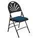 National Public Seating 1000 Series Steel Frame Premium Fabric Upholstered Seat Fan Back Folding Chair with Triple Brace, 480 lbs Capacity, Blue/Black (Carton of 4)