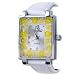 Pugster Square White Band Yellow Flower Encircled Murano Millefiori Watch Wrist